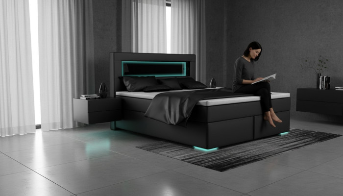Dormitorio Cama Textil Lujo Acolchado Mobiliario 180x200 Muebles Cama Doble Nuevo