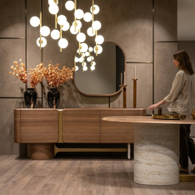Aparador cómoda conjunto aparador espejo madera marrón diseño de muebles set