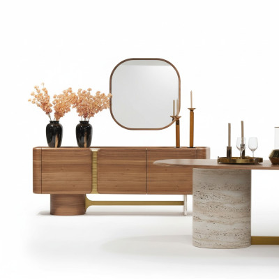 Aparador cómoda conjunto aparador espejo madera marrón diseño de muebles set