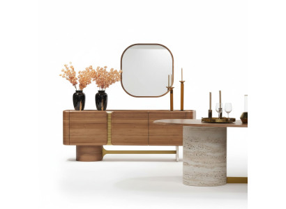 Aparador cómoda conjunto aparador espejo madera marrón diseño de muebles set