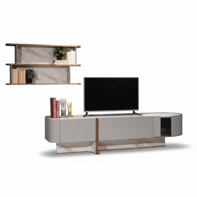 Conjunto de sala de estar de lujo: mueble de pared, soporte para TV, aparador, estante nuevo.