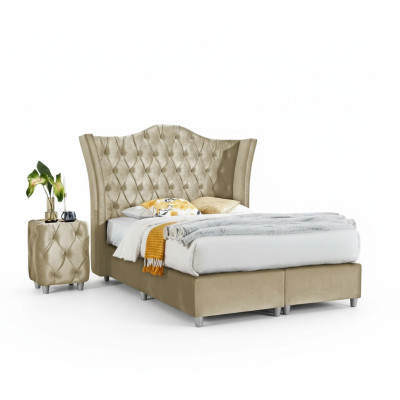 Lujo Dormitorio Cama tapizada 2x Mesitas de noche Cama 3 Piezas Juego Diseño Mobiliario