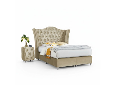 Lujo Dormitorio Cama tapizada 2x Mesitas de noche Cama 3 Piezas Juego Diseño Mobiliario