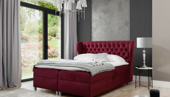 Cama de lujo con somier doble Cama de madera Muebles Cama tapizada Diseño moderno