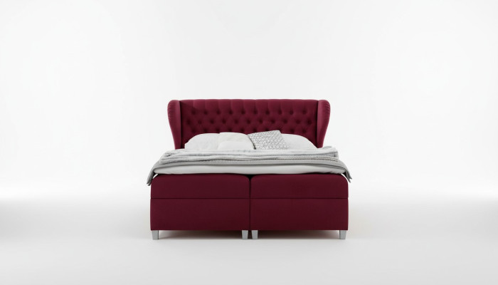 Cama de lujo con somier doble Cama de madera Muebles Cama tapizada Diseño moderno