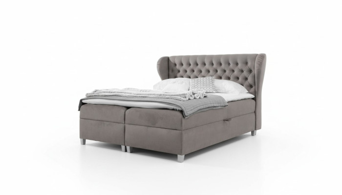 Cama Chesterfield Boxspring de lujo Decoración moderna de dormitorio Cama tapizada