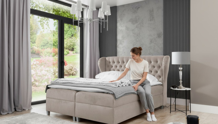 Lujo cama doble Chesterfield dormitorio decoración cama tapizada Muebles modernos