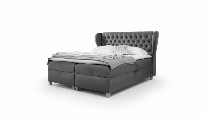 Cama tapizada de diseño de lujo tipo boxspring Chesterfield moderna para dormitorio.