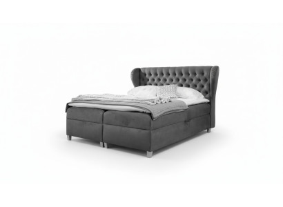 Cama tapizada de diseño de lujo tipo boxspring Chesterfield moderna para dormitorio.