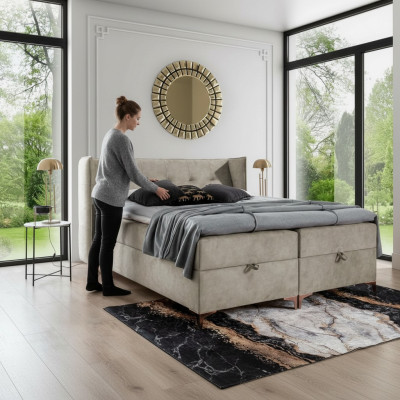 Dormitorio amueblado Cama tapizada Cama de lujo Boxspring Cama doble Muebles de diseño