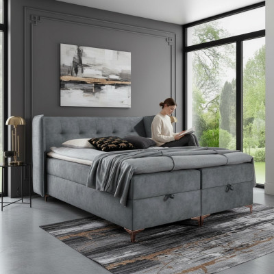 Cama Boxspring 160x200cm Muebles tapizados Cama de lujo Dormitorio Estilo moderno