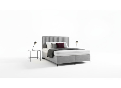 Cama de lujo moderna de diseño nuevo para dormitorio tapizada en madera.