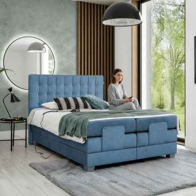 Azul Cama Dormitorio Cama Doble Mobiliario Cama tapizada Moderna Mobiliario