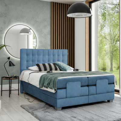 Azul Cama Dormitorio Cama Doble Mobiliario Cama tapizada Moderna Mobiliario