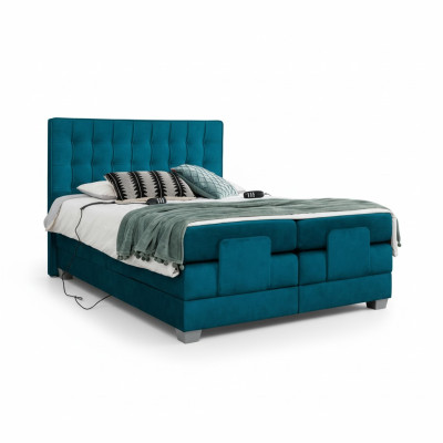 Dormitorio Cama Cama tapizada Moderna Azul Cama doble Diseño Textil Lujo