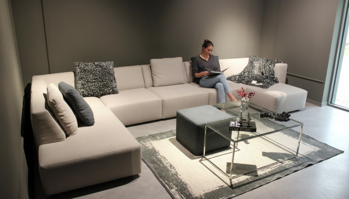 Sofá en forma de U Moderno Sofá de esquina con mesa de centro Sofá tapizado Muebles de salón