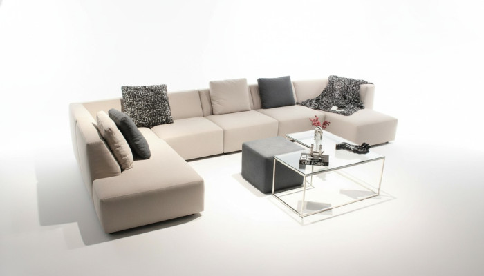 Sofá en forma de U Moderno Sofá de esquina con mesa de centro Sofá tapizado Muebles de salón