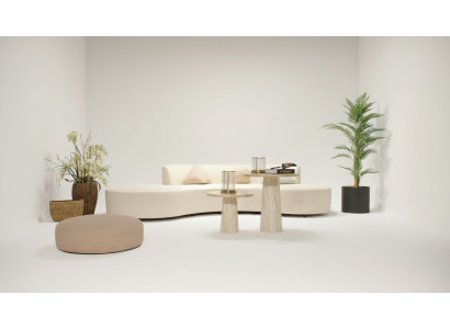 Conjunto de sala de estar Sofá de cuatro plazas Diseño de sofá Mesa de centro Taburete Mueble textil