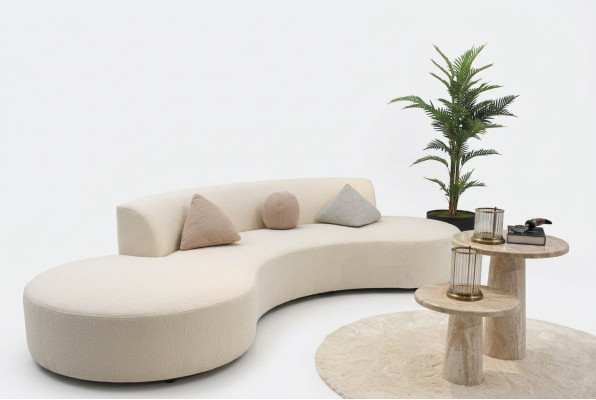 Diseño de sala de estar Conjunto de sofá de cuatro plazas con 2 mesas de centro Muebles de lujo