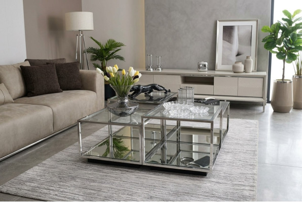 Mesa de centro de vidrio moderna para el salón, muebles de diseño nuevos decoración