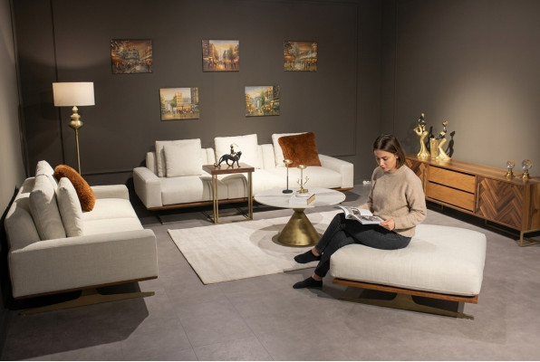 Conjunto de sala 6 piezas completo diseño moderno juego de sofás de tres plazas mesa de centro
