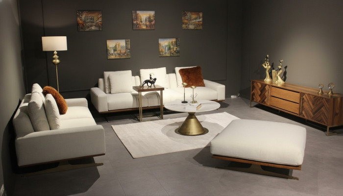 Conjunto de sala 6 piezas completo diseño moderno juego de sofás de tres plazas mesa de centro