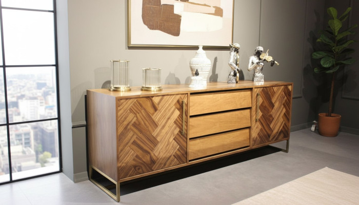 Cómoda diseño de sala de estar moderna, consola de lujo, mobiliario nuevo.