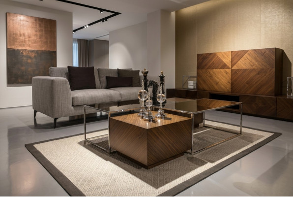 Mesa de centro de lujo Mobiliario de salón de madera con diseño de vidrio moderno nuevo
