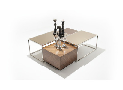 Mesa de centro de lujo Mobiliario de salón de madera con diseño de vidrio moderno nuevo