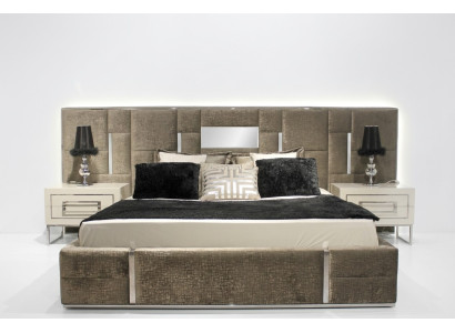 Muebles de dormitorio de lujo, conjunto completo de muebles de 3 piezas, cama doble y 2 mesitas de noche.