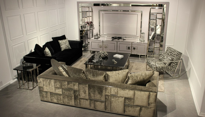 Conjunto moderno de sala de estar, conjunto de sofá, muebles de diseño, pared de la sala de estar, mesa de centro, completo.