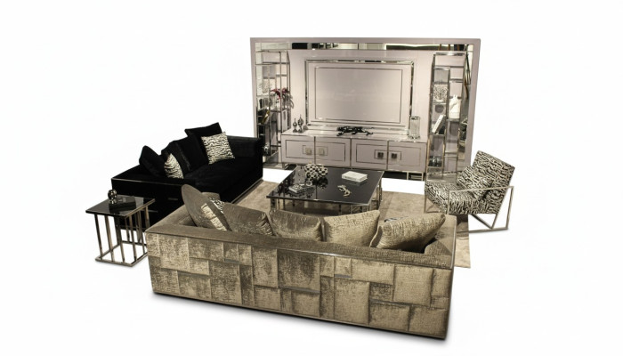 Conjunto moderno de sala de estar, conjunto de sofá, muebles de diseño, pared de la sala de estar, mesa de centro, completo.