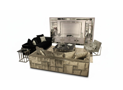 Conjunto moderno de sala de estar, conjunto de sofá, muebles de diseño, pared de la sala de estar, mesa de centro, completo.