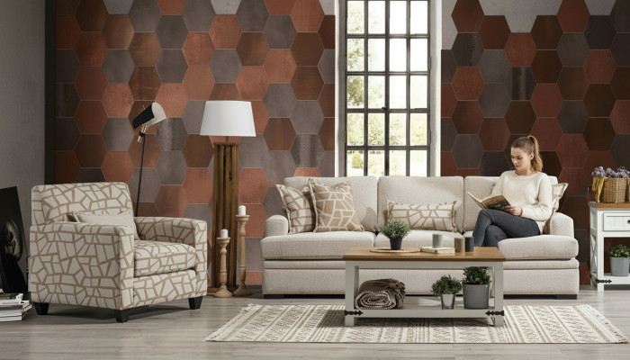 Mobiliario de sala de estar conjunto de sofás de 2 piezas sofá de tres plazas moderno diseño de sillón