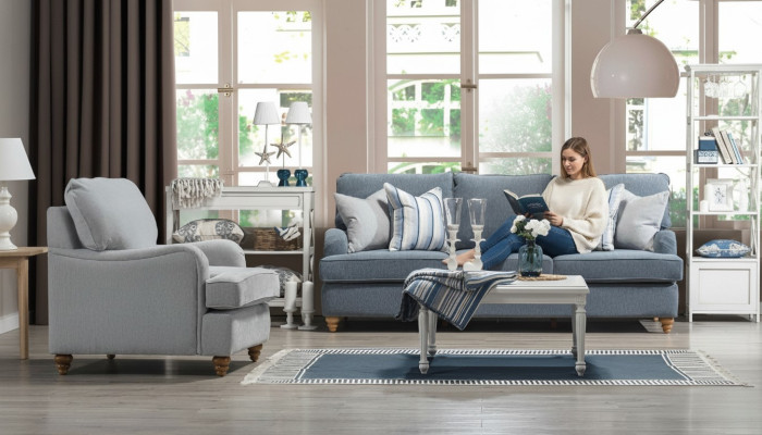 Conjunto de sofás de 2 piezas para la sala de estar. Nuevo sofá de tres plazas de lujo con sillón.