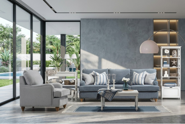 Conjunto de sofás de 2 piezas para la sala de estar. Nuevo sofá de tres plazas de lujo con sillón.