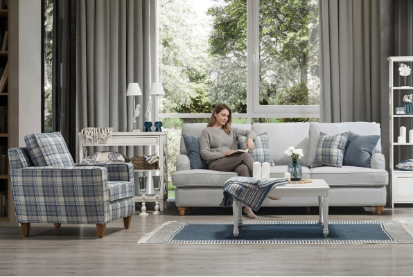 Conjunto de salón de lujo, muebles modernos, sofá de tres plazas, diseño nuevo, sillón.