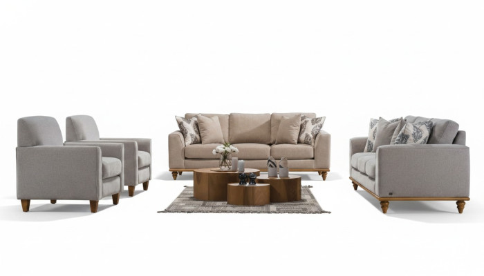 Conjunto de sala de estar 4 piezas: 2x sofá de tres plazas diseño 2x sillón moderno nuevo muebles.
