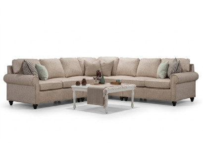 Sofá de esquina moderno para salón en forma de L color beige, diseño de muebles de lujo.