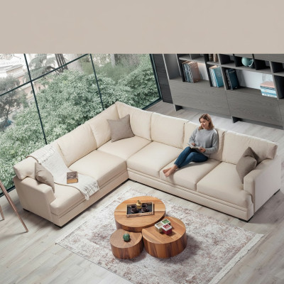 Sofá de esquina de diseño para sala de estar, muebles de lujo, sofá en forma de L, moderno, decoración.