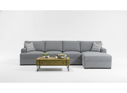 Sofá en forma de L, estilo moderno, gris, sofá esquinero, muebles de salón, diseño y decoración.