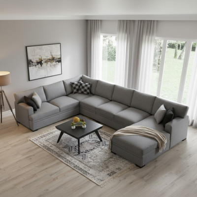 Diseño moderno Muebles Sofá en forma de U Gris Sofá de esquina Sala de estar Nuevo.