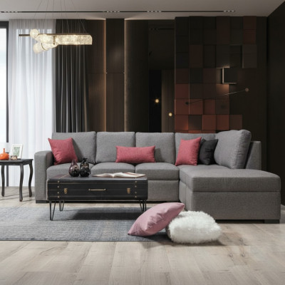 Muebles de sala de estar tapizados sofá de lujo en esquina con forma de L diseño moderno sofá.