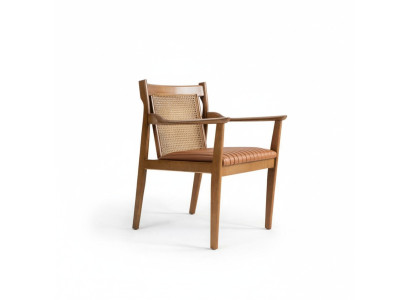 Moderno sillón de madera con tapizado de cuero para comedor, nuevo mueble.