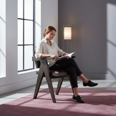 Silla de madera diseño marrón con reposabrazos, mobiliario de comedor, asiento, totalmente nuevo.
