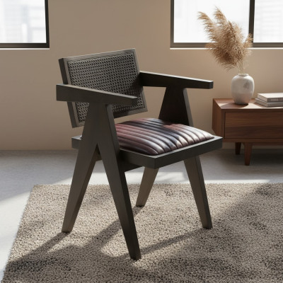 Silla de madera diseño marrón con reposabrazos, mobiliario de comedor, asiento, totalmente nuevo.