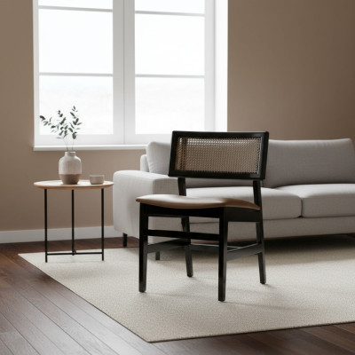 Silla de comedor negra de madera nueva mueble tapizada asiento diseño moderno.