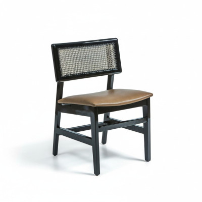Silla de comedor negra de madera nueva mueble tapizada asiento diseño moderno.