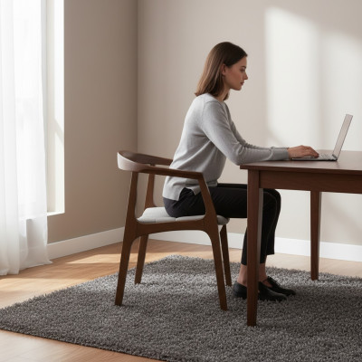Silla marrón con reposabrazos Diseño moderno de comedor Muebles de diseño de silla de madera