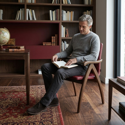 Silla moderna con brazos de cuero diseño de asiento de madera sillas de comedor